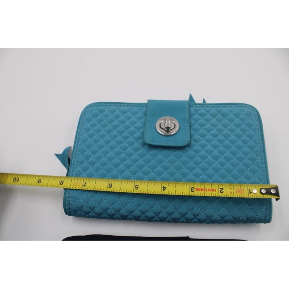 Lot of 2 Vera Bradley Quilted Wallet Navy Blue Wristlet Zip Around Pockets RFID - Picture 8 of 11